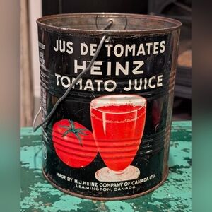 Vintage Heinz 57 Tomato Juice Tin Litho Can - Repurposed Bucket Neat Htf!
